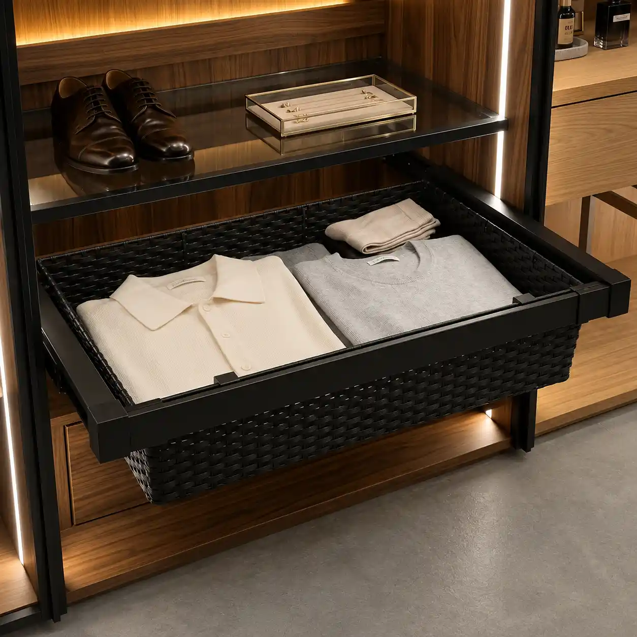 Pull-Out Woven Wardrobe Basket