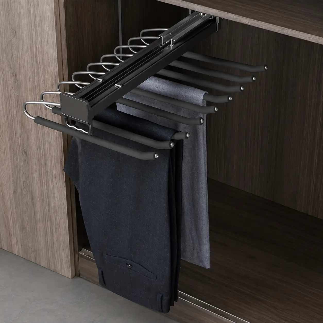 Side-Mounted Pull-Out Pant Rack