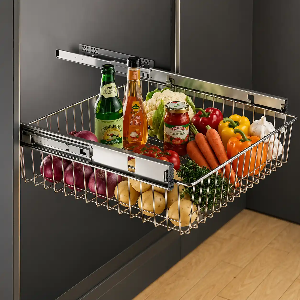 Stainless Steel Pull-Out Kitchen Basket