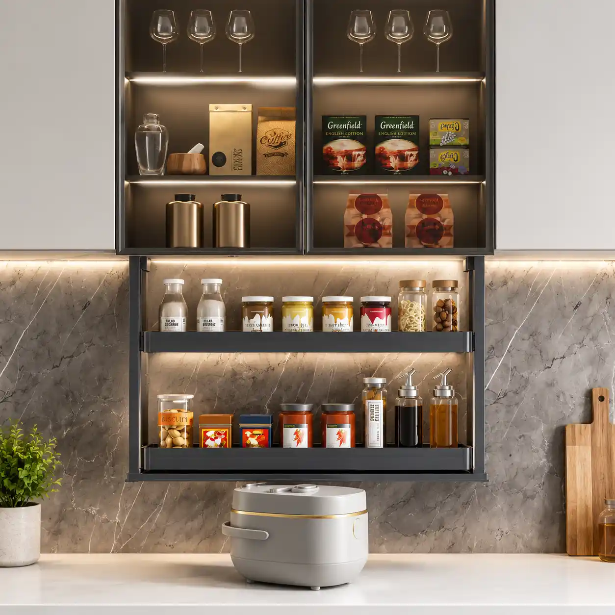 Wall-Mounted Pull-Down Spice Rack