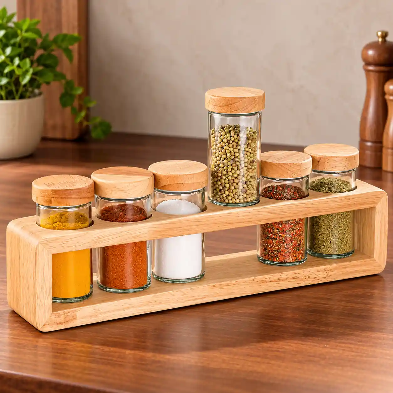 Wooden Countertop Spice Rack